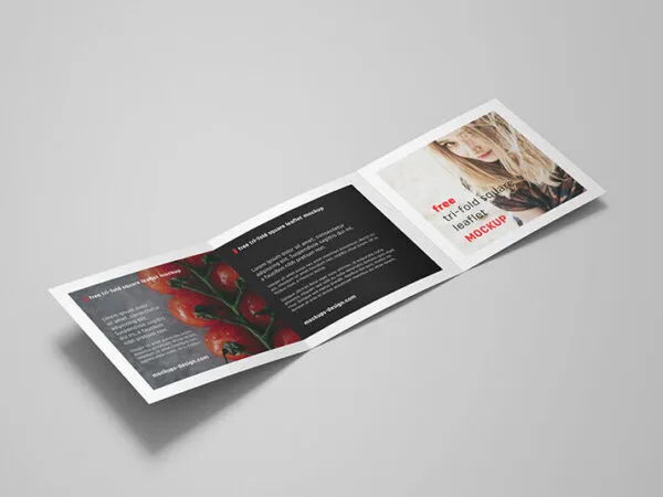 Square Trifold Leaflet with Clean Look and Plain Background Mockup 1