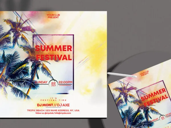 Square Tropical Summer Flyer Instagram Template 1