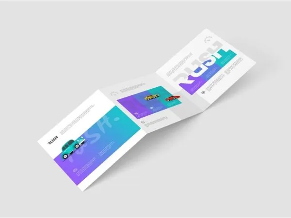 Square Z Fold Brochure Mockup in 4 Varied Views 1