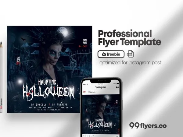 Square and Scary Halloween Party Flyer Instagram Template 1