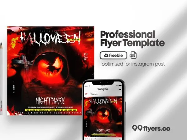 Square and Spooky Halloween Flyer Instagram Template 1