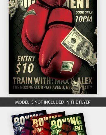 Squared Luxurious Boxing Tournament Flyer Template 1