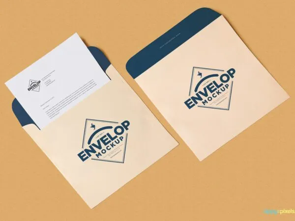 Squared Shaped Envelope Mockup with Letterhead 1