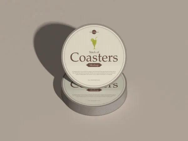Stack Of Round Coasters Mockup 1