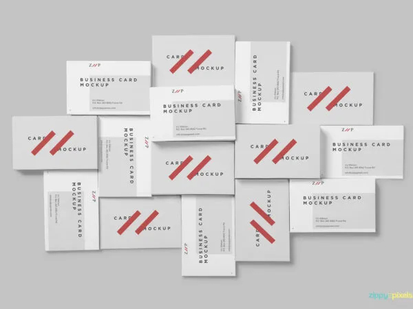 Stack of Business Card Mockup from Top View 1