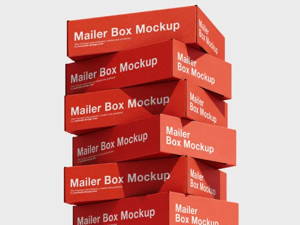 Stack of Cardboard Boxes Mockup in 6 Sights 1