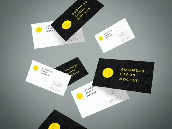 Stack of Floating Business Cards Mockup in the Air 1