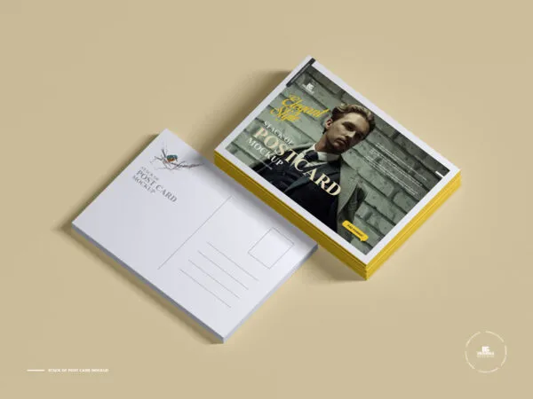 Stack of Postcard Mockup in Perspective Sight 1