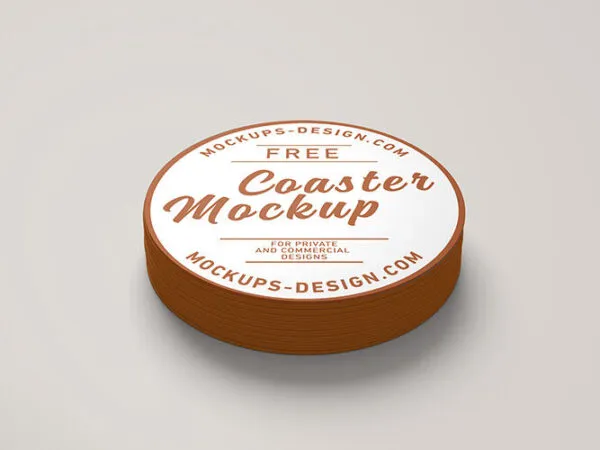 Stack of Round Coasters in 4 Mockups 1