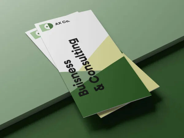 Stack of Two Tri fold Brochures Mockup 1