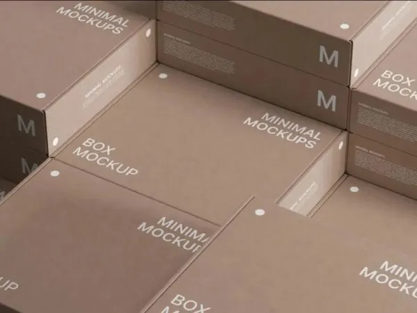 Stacked Boxes Mockup in Perspective Sight 1