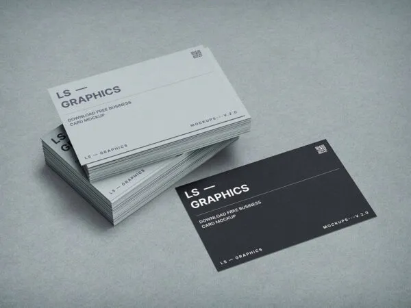 Stacked Business Cards Beside Single Card Mockup 1