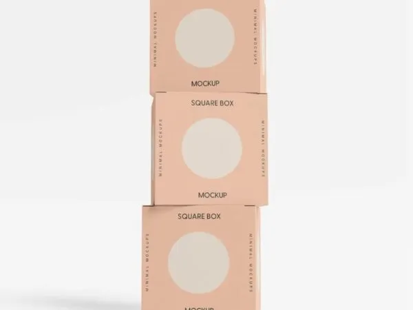 Stacked Square Boxes Mockup in Facing View 1