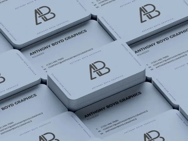 Stacks of Rounded Edge Business Card Mockup 1