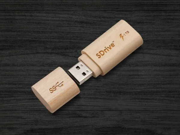 Standard Size Wooden USB Flash Drive Mockup 1