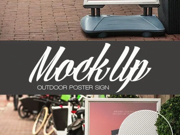 Standing Billboard Mockup on the Side Walk 1