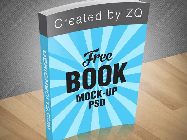 Standing Book Cover Mockup on Wooden Board 1