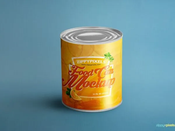Standing Food Can Mockup in Front View 1