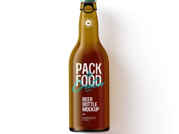 Standing Front View Beer Bottle Mockup 1