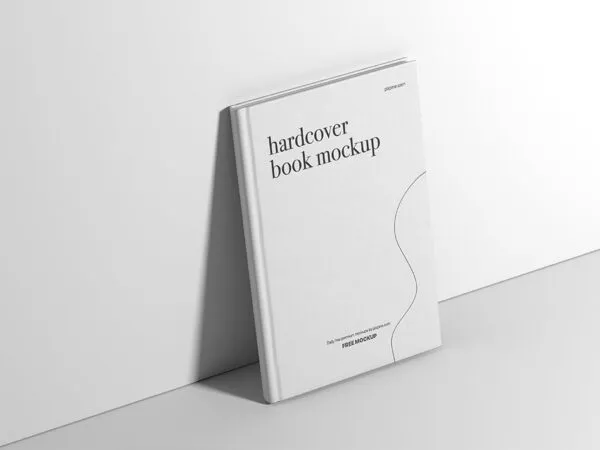 Standing Hardcover Book Mockup in Perspective Sight 1