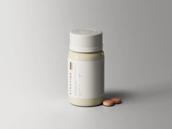 Standing Medical Bottle with Pills Mockup 1