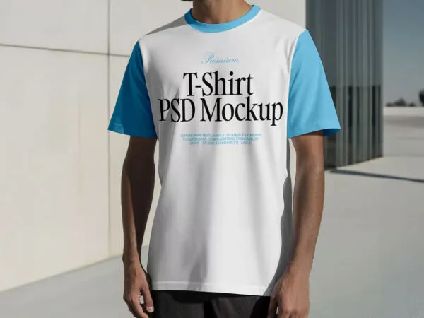 Standing Men Wearing T Shirt Mockup 1