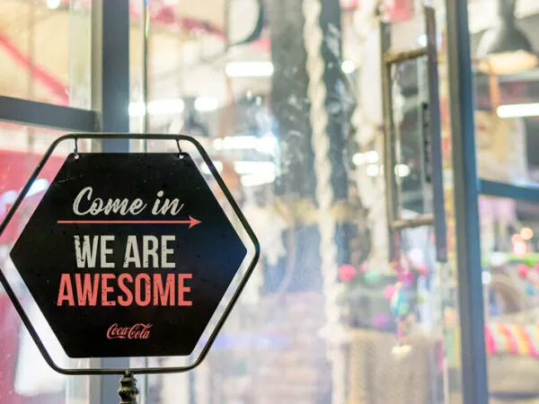 Standing Open Closed Metal Shop Sign Mockup 1