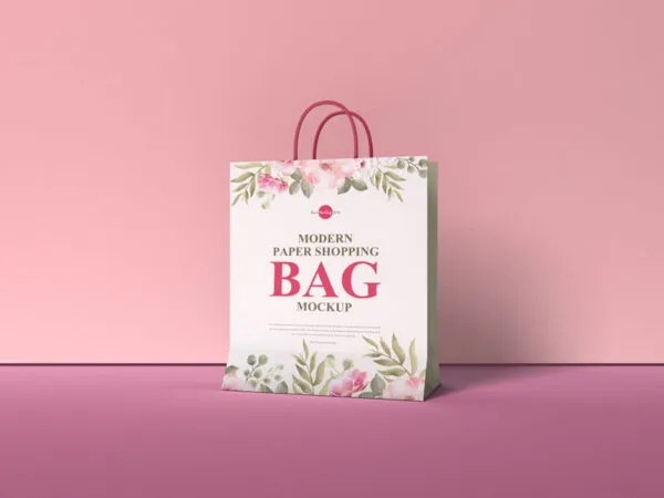Standing Paper Shopping Bag Mockup 1