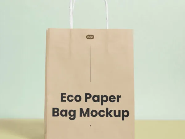 Standing Paper Shopping Bag Mockup in Front View 1