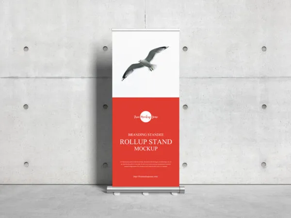 Standing Roll up Banner Mockup Against the Wall 1