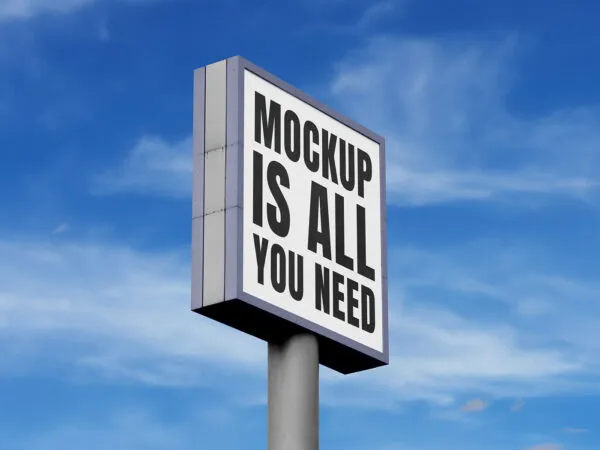 Standing Square Billboard Mockup in Perspective Vision 1