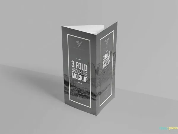 Standing Tri Fold Brochure Mockup with Realistic Features 1