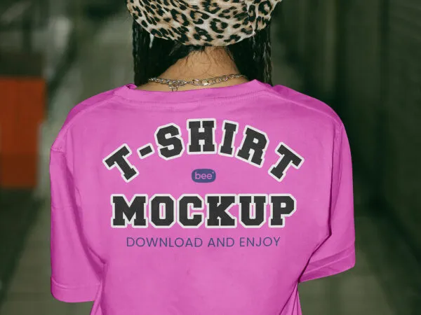Standing Woman Back T Shirt Mockup 1