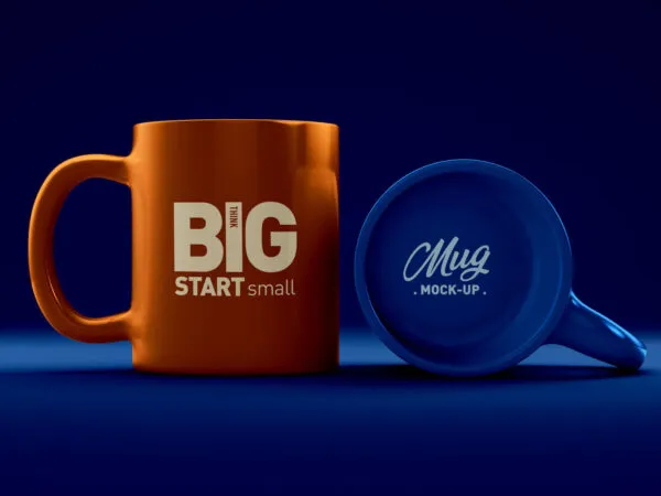 Standing and Laid on the Ground Coffee Mugs Mockup 1
