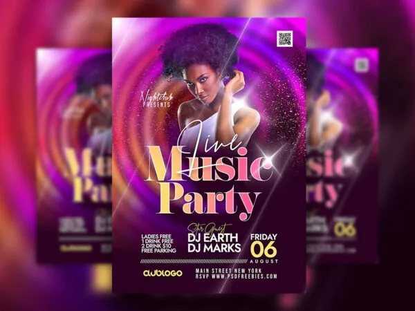 Starry Galactic Live Music Party Flyer Template 1