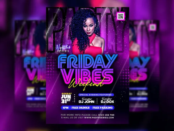 Starry Purple DJ Party Flyer Template 1