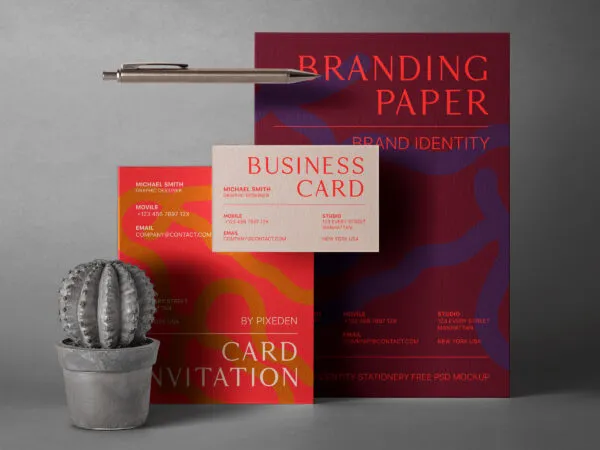 Stationery Branding Identity Mockup in Facing View 1