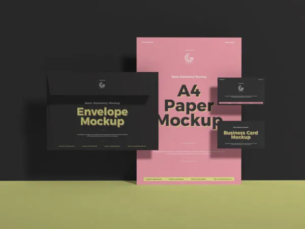Stationery Branding Mockup Including Envelope Paper and Business Cards 1