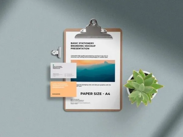 Stationery Branding Mockup in Top View 1