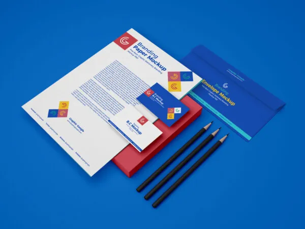 Stationery Branding Mockup of Two Business Cards Envelope and Letterhead 1
