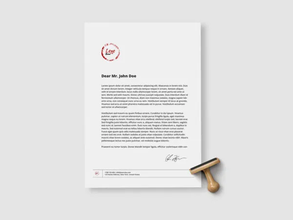 Stationery Mockup Featuring A4 Paper and Stamp in Top View 1