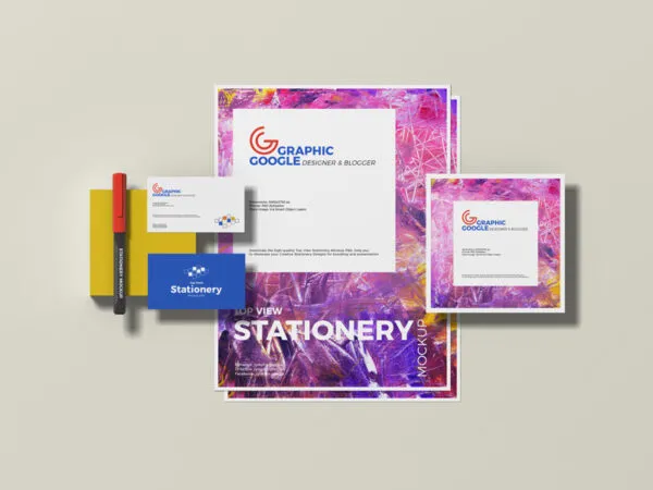 Stationery Mockup Featuring Cards Paper and Pencil 1
