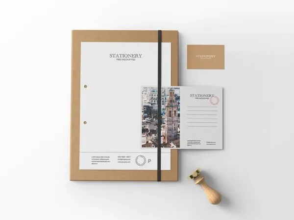 Stationery Mockup Featuring Letterhead Business and Postcard 1