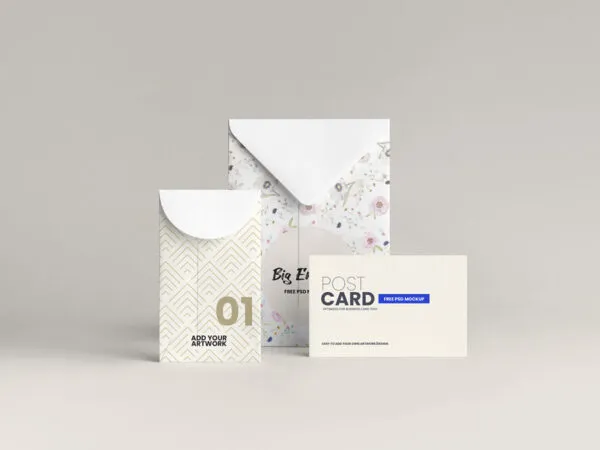 Stationery Mockup Featuring a Standing Card and Envelopes 1