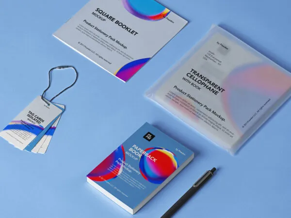 Stationery Mockup Set with Booklet Book and Label Tags 1