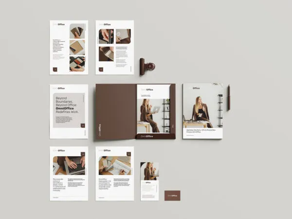 Stationery Mockup with Folder in 5 Showcases 1