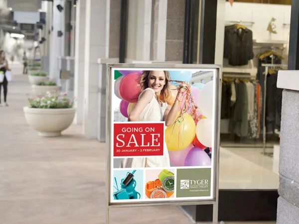 Steel Frame Retail Store Signage Mockup in the Half Sized View 1