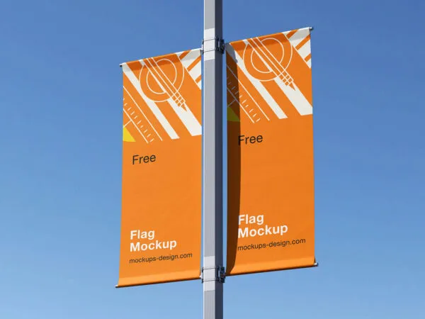 Street Pole Flag Mockup 1