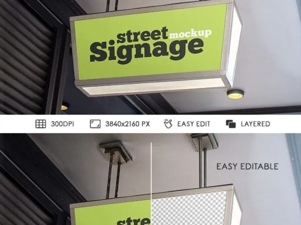 Street Signage Hang from the Ceiling Mockup 1