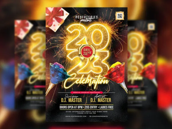 Striking New Year Celebration Party Flyer Template 1